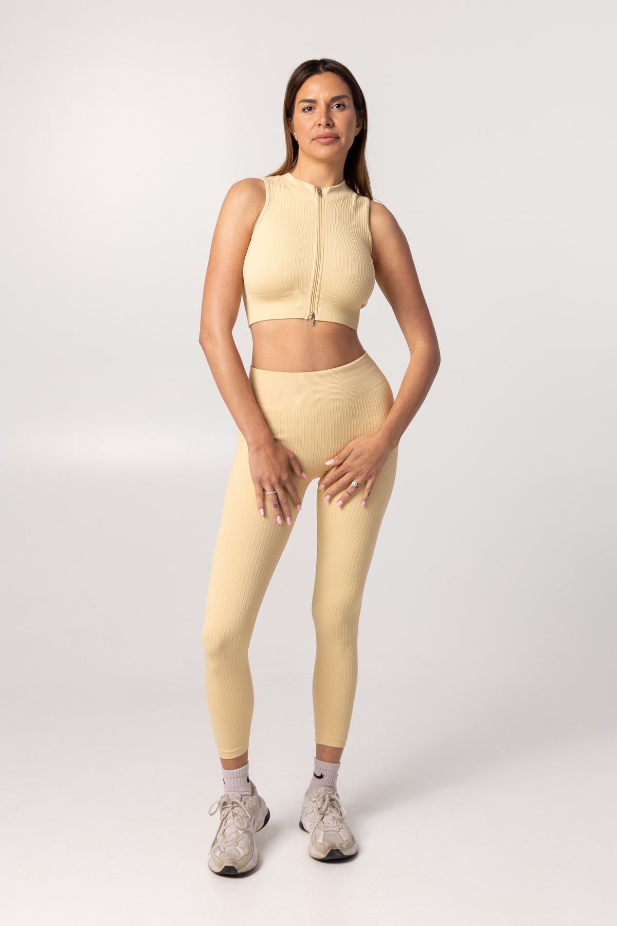 Ribbed Zip Crop Top - SPYB421