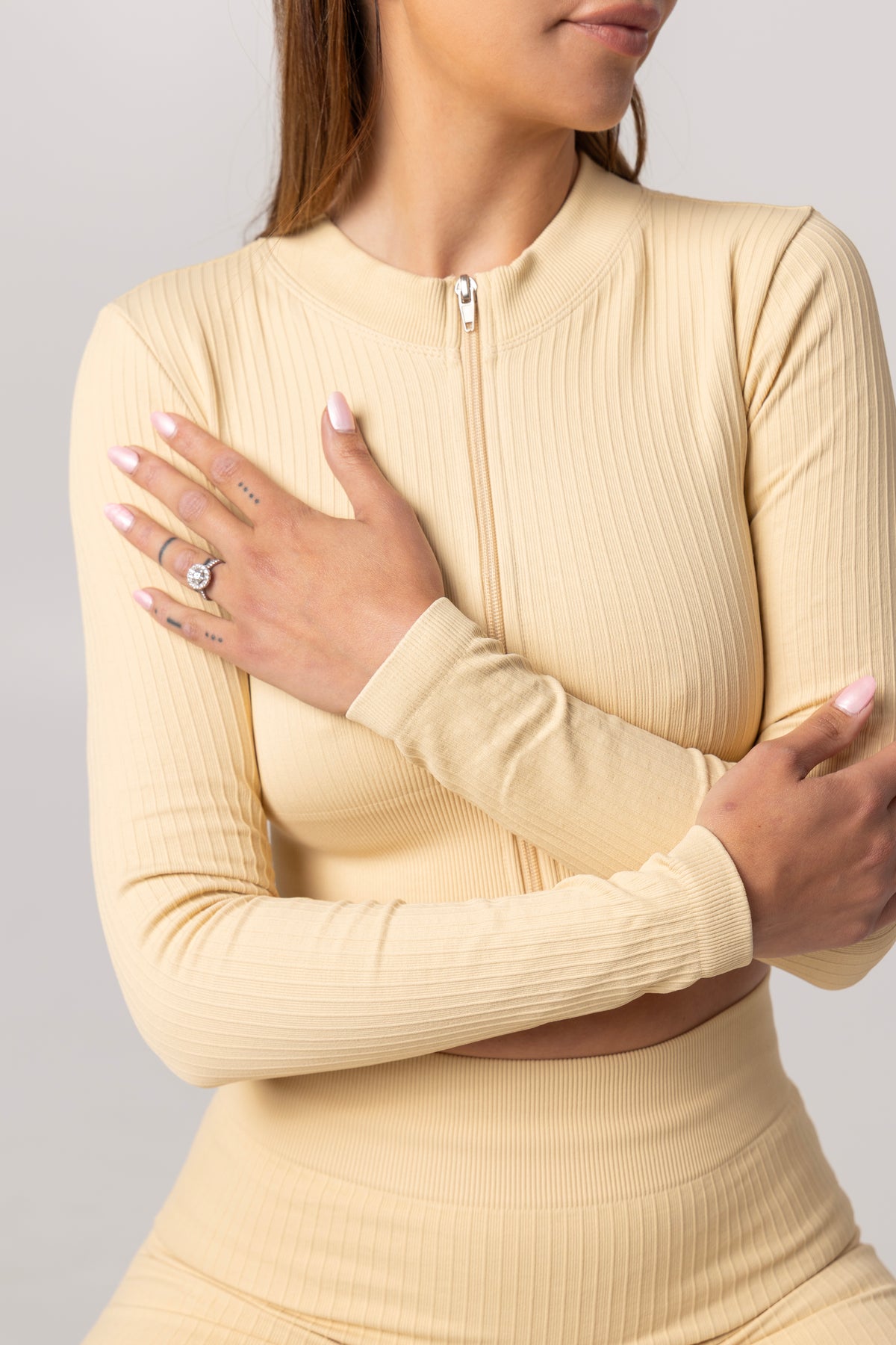 Ribbed Long Sleeve Zip Top - SPYB421