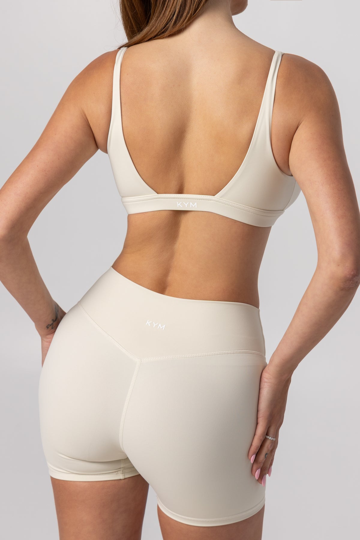 Ribbed High Waist Shorts Cream