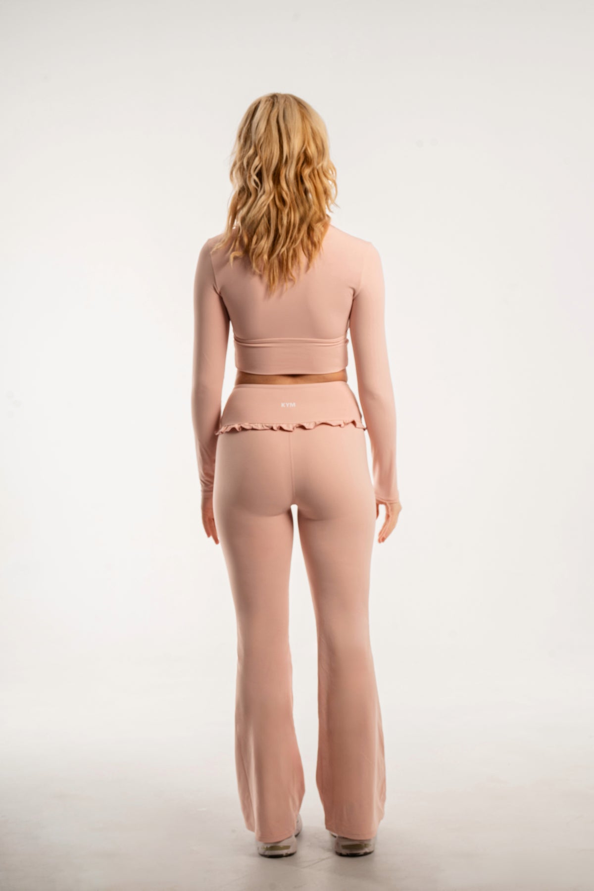 Ροζ Crop Top με Μακρύ Μανίκι KYM 0191