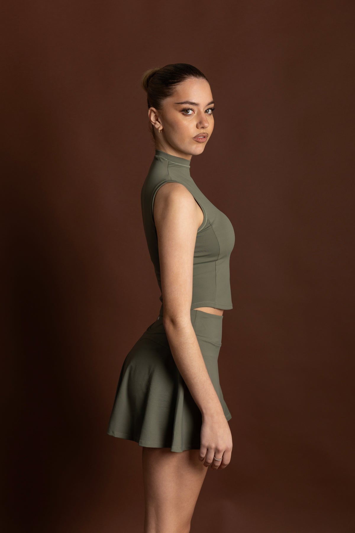 Flare Mini Skirt - Olive Green - sptz8661