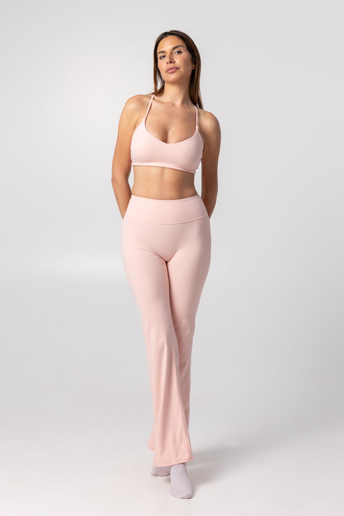 High-Waist Flare Pants - Blush Pink