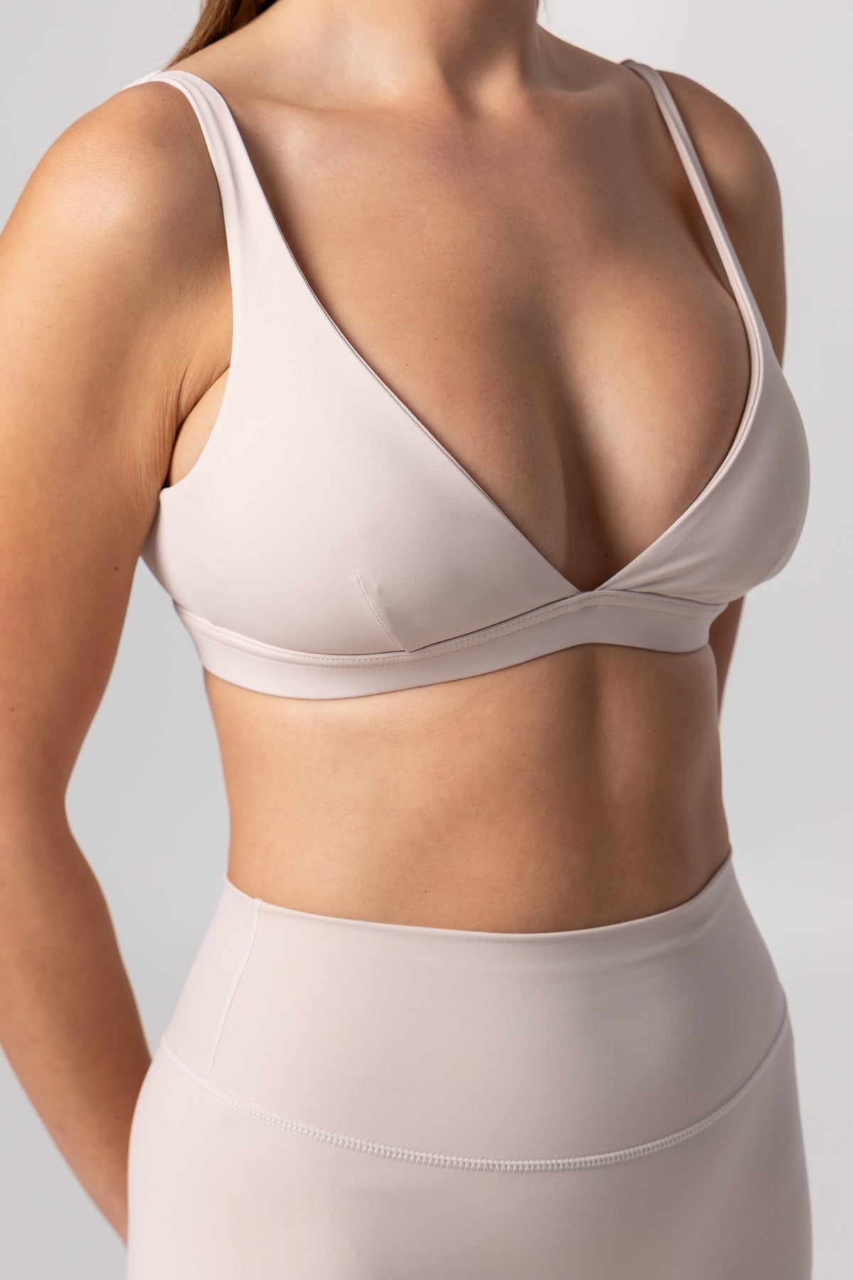 Deep V Bralette Top Ροζ Πουδρέ